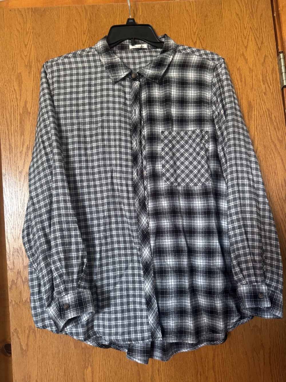 Maurices Black & White Plaid Button-Down Shirt